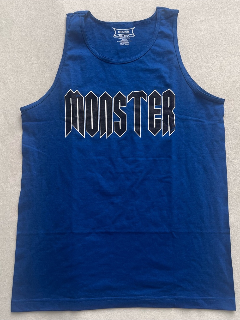 Mark Bell Slingshot Strongest Gym Get Strong or Die Trying Size M Blue Tank Top
